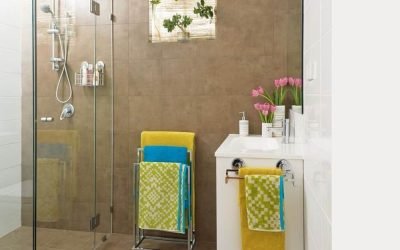 Interior design of a small bathroom without a toilet