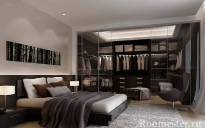 Bir giyinme odası ile bir yatak odası tasarımı - uygulamalar