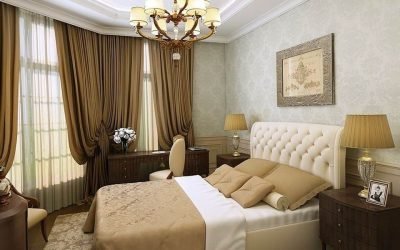 Design eines Schlafzimmers im klassischen Stil - Innenarchitekturfoto