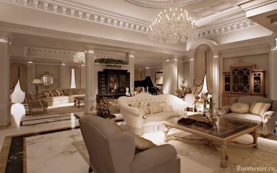 Interiorul livingului în stil clasic - fotografie de design