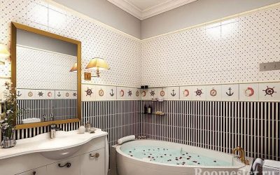 Σχεδιασμός μπάνιου με γωνιακή μπανιέρα - εσωτερική φωτογραφία
