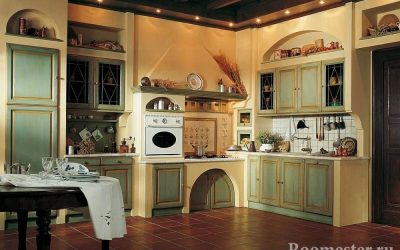Design de bucătărie în stil rustic - decorare interioară cu fotografie