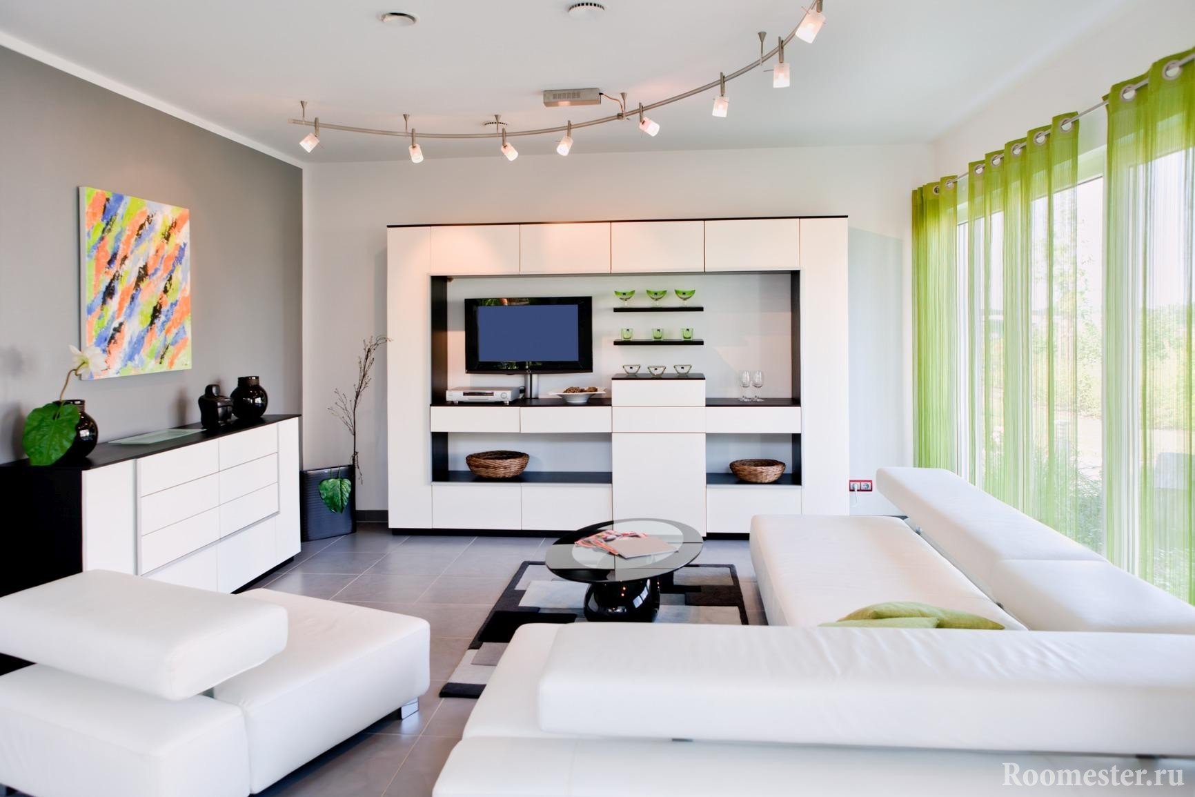Obývací pokoj v bílém