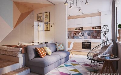 Design av en vanlig lägenhet med ett rum 38 kvm