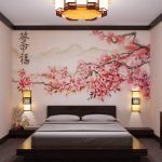 Sakura sulla parete della camera da letto