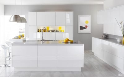 Cocina blanca en el interior: ideas e implementación en la foto