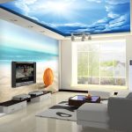 Světlé fotografické tapety do obývacího pokoje ve stylu pláže