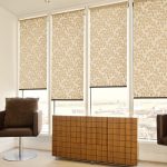Roller blinds on a panoramic window