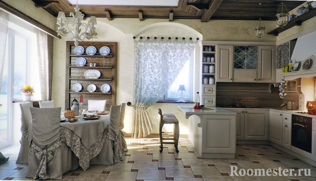 Prancūzų stiliaus virtuvės interjeras