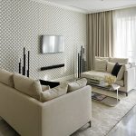 Living room sa tono ng beige.
