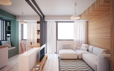 Design av en ett-roms leilighet på 35 kvadratmeter. m: vi kombinerer hygge og multifunksjonalitet