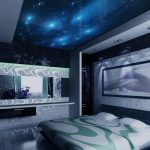 Starry sky in the bedroom on the ceiling