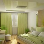 Унутрашња спаваћа соба у светло зеленим нијансама