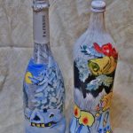  Новогодишни рисунки върху бутилки