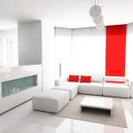 Elements vermells en un interior blanc
