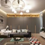 Pilkos spalvos gyvenamojo kambario dizainas