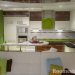 Meubels in de keuken in groene kleuren