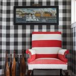 Red and white striped armchair