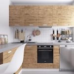 Perabot dapur dengan hiasan kayu