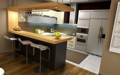Reka bentuk dapur dengan kaunter bar - 80 gambar idea