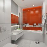 Bức tường màu cam trong bồn tắm trắng