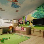 Märchenlandschaften an den Wänden des Kindergartens