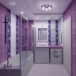 Tường Lilac trong phòng tắm