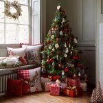 Μαξιλάρια και χριστουγεννιάτικο δέντρο δίπλα στο παράθυρο