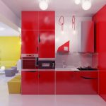 Mutfakta kırmızı mobilya