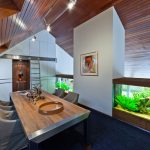 Wood interior with aquarium