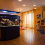 Осветен аквариум в кухнята