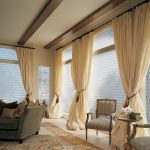 Curtains and blinds on the living room windows