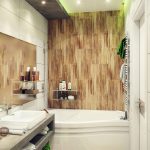 Holz in der Dekoration eines kleinen Badezimmers