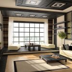 Světlý obývací pokoj v japonském stylu
