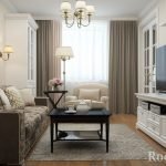 Vardagsrum med eleganta möbler