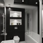 Bilik mandi dengan reka bentuk hitam dan putih