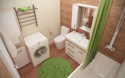 Bathroom design 5 sq m - layout and interior