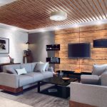 Dřevo a cihla v designu obývacího pokoje