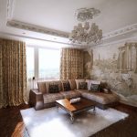 Elegantný interiér obývacej izby s freskou