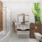 Carrelage avec du bambou sur le mur dans la salle de bain