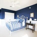 Dark blue walls in the bedroom
