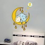 Duvardaki bir koyun ile moon