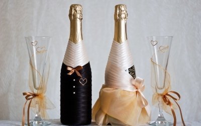 Decorazioni per bottiglie di champagne da sposa fai-da-te +50 foto