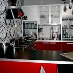 Nội thất nhà bếp màu đỏ bạc