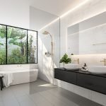 Sort og hvidt badeværelse design