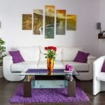 Gối Lilac và thảm trong nội thất