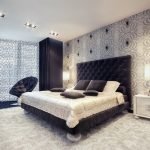 Dormitorio de estilo clásico negro y gris