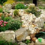 Jardin de rocaille avec une fontaine