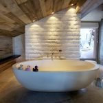 Wooden ceiling in the bathroom