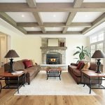 Spacious living room with wooden ceiling